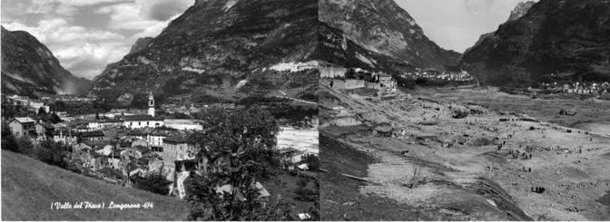 Il paesino di Longarone prima e dopo l'ondata
